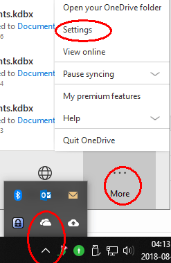 where is settings icon in onedrive